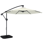 Outsunny Zweefparasol ca. Ø300 cm met vergrendelingsmechanisme, slinger, standaard en gewichten, crème
