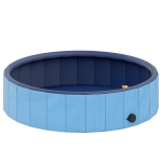 PawHut Piscina para Cães Dobrável com Aspersor Piscina Portátil em PVC Antiderrapante e Resistente ao Desgaste Ø100x30 cm Azul
