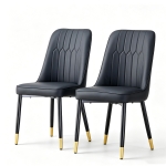 Lot de 2 chaises de salle à manger modernes, assise rembourrée, embouts antidérapants, 43x41.5x89 cm, Noir