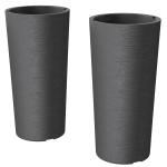 Outsunny Set van 2 stapelbare bloempotten met afvoergaten 35x35 cm, rond, donkergrijs