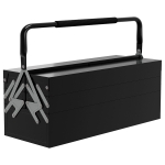 DURHAND Boite à outils métallique - coffret à outils - caisse à outils 3 niveaux 5 plateaux rétractables - tôle acier noir
