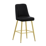 Lot de 2 tabourets de bar, design moderne, repose-pieds et renfort croisé, 42x45x100 cm, Noir+Doré