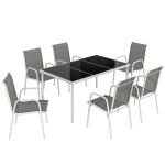 Outsunny Set da Giardino 7 Pezzi: Tavolo Rettangolare e 6 Sedie Impilabili