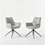 Fauteuil pivotant 360° rembourré, piètement métal laqué stable, patins antidérapants, 48x50x85 cm, Gris