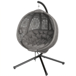 Outsunny Round Egg Basket Chair, with Steel Stand, Charcoal Grey