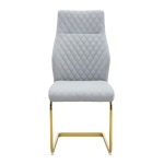 Chaise de salle à manger matelassée motif losange, dossier haut ergonomique, lot de 2, 43x63x100 cm, Gris clair