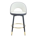 Tabouret de bar pivotant 360°, dossier ajouré design, lot de 2, 44x44x91.5 cm, Gris foncé+Blanc