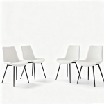 Lot de 4 chaises de salle à manger en similicuir, design moderne, embouts antidérapants, 50x47x83 cm, Blanc+Noir