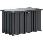 Outsunny Ladă de Exterior de 400L din Oțel Galvanizat cu Încuietoare și 2 Chei, 124x66x72 cm, Gri Închis