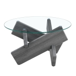 Table basse ronde, design moderne, facile à nettoyer et stable, 79x79x45 cm, Transparent