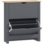 HOMCOM Schuhschrank mit 2 Klappfächern, verstellbar Trennwand für 8-12 Paar Schuhe, 72 x 26 x 80 cm, Dunkelgrau