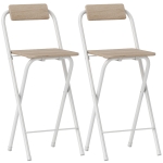 HOMCOM Set 2 Scaune de Bar Pliabile cu Suport pentru Picioare, din Lemn și Oțel, 37 x 45 x 87 cm, Lemn