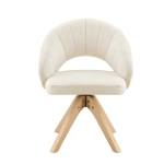 Lot de 2 chaises pivotantes style rétro, piètement 4 pieds en bois massif, patins antidérapants, 46x49x84 cm, Couleur naturelle
