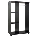 HOMCOM Roupeiro de Madeira Móvel Armário Roupeiro Aberto com Barra para Pendurar e 3 Prateleiras Organizadoras 80x40x128 cm Preto