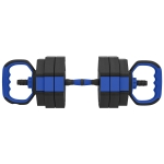 SPORTNOW Ensemble d'Haltères Musculation 6-en-1 Haltère Réglable 30 kg Kettlebell, Barre de Musculation Support pour Pompes Bleu