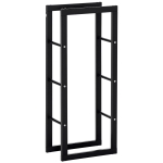 HOMCOM Porta Legna Verticale in Metallo Nero da Interni ed Esterni con Portata 100 kg max, 40x25x100 cm
