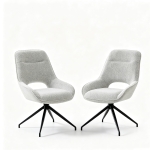 Chaise de salle à manger pivotante 360°, accoudoirs, patins réglables antidérapants, 50x50x87 cm, Gris+Beige