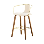 Lot de 2 tabourets de bar avec accoudoirs, design scandinave élégant, assise rembourrée, 54,7x44x88 cm, Blanc