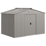 Outsunny Casetta da Giardino in Metallo con Prese d'Aria e Doppia Porta Scorrevole, 277x195x192 cm, Argento
