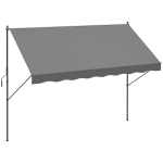 Outsunny Toldo Manual Retrátil Ajustável 300x170x200-290 cm com Manivela Proteção Solar UV40+ para Varanda Jardim Cinza