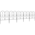 Outsunny Set of Five Decorative Heart Metal Fence Panels - Black