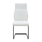 Chaise de salle à manger matelassée motif losange, dossier haut ergonomique, lot de 2, 43x63x100 cm, Blanc+Noir