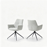 Fauteuil pivotant 360° rembourré, piètement métal laqué stable, patins antidérapants, 48x50x85 cm, Gris clair