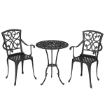 Outsunny 3-delige tuin bistroset ronde bistrotafel met 2 stoelen parasolgat, antiek van gietaluminium