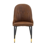 Lot de 2 chaises de salle à manger, dossier motif éclair stylé, déperlante et facile d'entretien, 47.3x44x91 cm, Marron+Noir