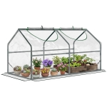Outsunny Mini Greenhouse Portable Flower Planter Vegetable Grow House for Garden with Zipped Windows, 120 x 60 x 60 cm, Clear