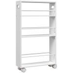 HOMCOM Carrello da Cucina e Bagno Salvaspazio a 3 Livelli con Barre Laterali e Ruote con Freni, Bianco