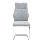 Chaise de salle à manger matelassée motif losange, dossier haut ergonomique, lot de 2, 43x63x100 cm, Argenté