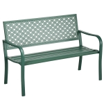 Outsunny Banc de jardin banc extérieur jardin en acier avec dossier à motif floral pour 2 personnes 127 x 63 x 83 cm vert foncé