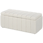 HOMCOM Opbergbank met Zacht Teddypluche, Gestoffeerde Bank met Houten Frame, Bedbank met Opbergruimte, Schoenenbank voor Slaapkamer, Woonkamer en Hal, 102 x 45 x 46 cm, Crèmewit