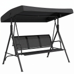 Outsunny Baloiço de Jardim Exterior de 3 Lugares com Toldo Reclinável Assento Respirável e Estrutura de Aço 175x118x159 cm Preto
