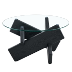 Table basse ronde, design moderne, facile à nettoyer et stable, 79x79x45 cm, Transparent