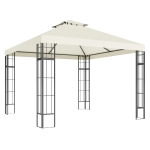 Outsunny 3 x 3 m tuinpaviljoen, 2-laags dakontwerp, UV30+ bescherming, UV-bestendig, zonwering, metalen frame, crèmewit