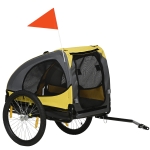 PawHut Remorque de vélo pour chien avec fenêtres en maille réflecteurs et drapeau de sécurité 140 x 71 x 83 cm jaune
