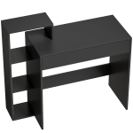 HOMCOM Birou modern compact, birou calculator cu 3 rafturi deschise și sertar mare, birou cu bibliotecă din lemn, pentru birou, studiu și lucrat de acasă, 100x40x90cm, negru