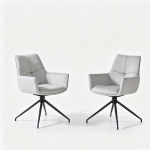 Fauteuil pivotant 360° rembourré, piètement métal laqué stable, patins antidérapants, 48x50x85 cm, Noir+Gris clair