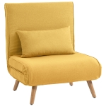 HOMCOM Sofá Cama Individual Plegable con Respaldo Ajustable 5 Posiciones Sillón Cama Tapizado con Cojín 72x75x85 cm Amarillo