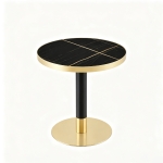 Table d'appoint ronde, plateau anti-rayures facile à nettoyer, 60x60x74 cm, Noir