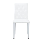 Lot de 4 chaises de salle à manger, style luxe européen, patins antidérapants et silencieux, 42x46x89 cm, Blanc+Argenté