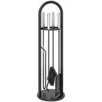 Outsunny Haardgereedschap 5-delig – bezem, schep, haak, tang & standaard, zwart