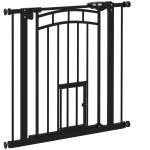 PawHut Barrière de sécurité animaux chien porte fermeture automatique sans perçage de 74 à 80 cm acier noir