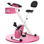 HOMCOM Vélo d'Appartement Pliable Magnétique Cardio-training - Sport Maison avec 8 Niveaux de Résistance et Roulettes - Silencieux Home Trainer avec Capteur de Pouls pour Fitness Homme et Femme, Rose