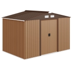 Outsunny gereedschapsschuur met fundering gereedschapsschuur tuinschuur tuinschuur metaal geel 277 x 195 x 192 cm