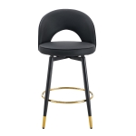 Tabouret de bar pivotant 360°, dossier ajouré design, lot de 2, 44x44x91.5 cm, Noir