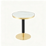 Table d'appoint ronde, plateau anti-rayures facile à nettoyer, 60x60x74 cm, Blanc