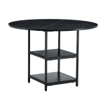 Table ronde 107 cm de diamètre, design industriel élégant, pour 2–4 personnes, 107x107x75 cm, Noir